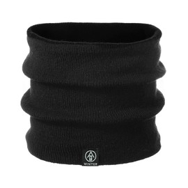 HARFINGTON Neck Warmer Winter Knitted Neck Gaiter Winter Face Mask Winter Cotton Fleece Neck Gaiter Windproof Scarf for Men Women Outdoor Ski, Black