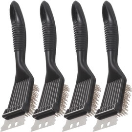 Stainless Steel Grill Brush, Set of 4, Barbecue Cleaning Brush, Grill Brush with Stainless Steel Bristles for Charcoal Electric Gas Grill Cleaning of Grills and Surfaces Grill Cleaning