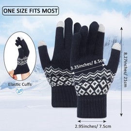 Nicola Women's Winter Gloves Black Touch Screen Thermal Gloves, Knitted Ladies Warm Gloves for Dog Walking, Everyday, Running, Driving (Navy)
