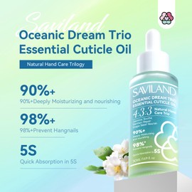 Saviland 50ml Jasmine Cuticle Oil: Jojoba Nail Cuticle Oil with Organic Vitamin E&C, Easy to Absorb Non-Greasy Cuticle Oil for Nails, Nail Oil for Dry Nails Moisturizing Repair