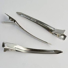 Triko Paquetes de 24 Pinzas de Pato, Clips de Pico de Pato, Pinzas Pelo Peluqueria, de 3.5 Pulgadas de Metal a Prueba de Herrumbre con Agujeros para Peinar el Cabello, Coloración del Cabello (Plata).