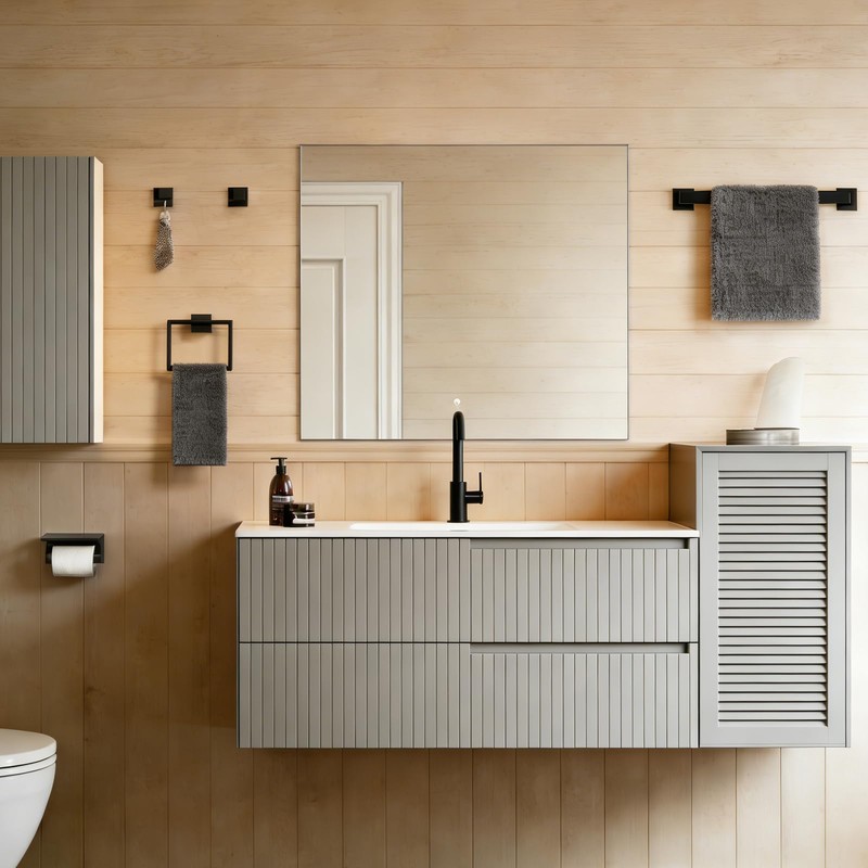 5-Pieces Matte Black Bathroom Hardware Accessories Set,SUS304 Stainless Steel Wall