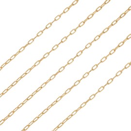 Elecrelive 3.28 Ft 14K Gold Filled Paperclip Chains Brass Permanent Jewelry Chains 2.5mm Oval Link Cable Chains with 1 Square Velvet Bag for Women's Trendy Layering Necklace Bracelet Making