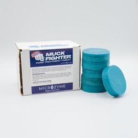 Microzyme Muck Fighter Pond Treatment Tablets | Lasts 30 Days | Natural Pond Bacteria & Sludge Decomposing Enzymes | Water Clearing Odor Eliminating Microbes (6-Pack)