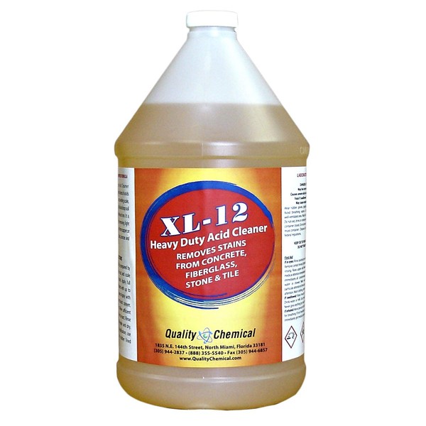 XL-12 High Power Acid Cleaner formulated to remove rust stains oxidation from concrete, fiberglass, stone, tile as well as brass.-1 gallon (128 oz.)