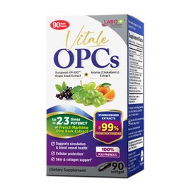 LABO Nutrition LABO Nutrition Vitale OPCs | Premium European Grape Seed Extract with Aronia, Citrus Bioflavonoids | Supports Circulation, Skin Health and Cellular Protection | 100% polyphenols 90 Softgels