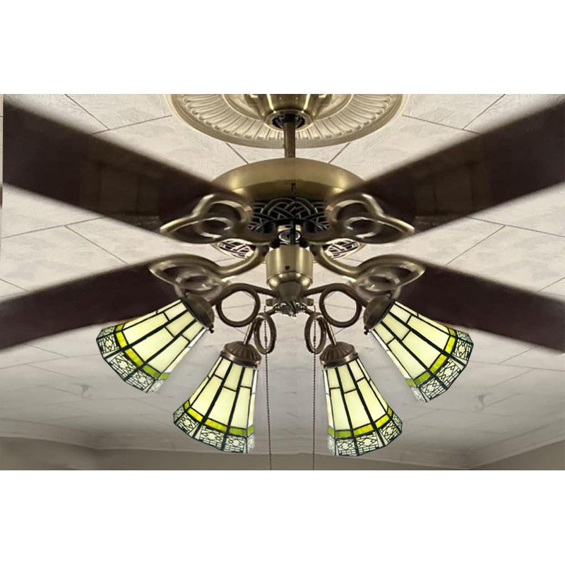 HUIMEIJU Tiffany lampshade replacement. (Off-white) Replacement of fan lamp cover,