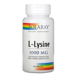 Aminoácido L-lisina 1000 mg 90 comprimidos - Solaray - Eua