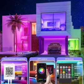 LETIANPAI 100ft Led Strip Lights,Long Smart Led Light Strips Music Sync 5050 RGB Color ...