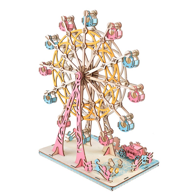 3D Cartoon Wooden Jigsaw Ferris Wheel Puzzle Toy for Kid