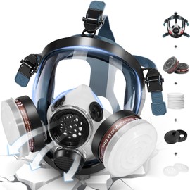 Gas Mask, Gas Masks Survival Nuclear and Chemical - Reusable Full Face Respirator Mask, Protection Mask with P-A-1 Activated Carbon Filters Against Gas, Formaldehyde, Organic Vapor, Chemical, Dust