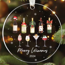 Wine Christmas Ornaments - Cocktail Christmas Ornaments - Wine Ornaments, Wine Ornaments for Christmas Tree, Christmas Wine Ornaments - Wine Gifts for Women, Men - Acrylic Ornament Cocktail 2024