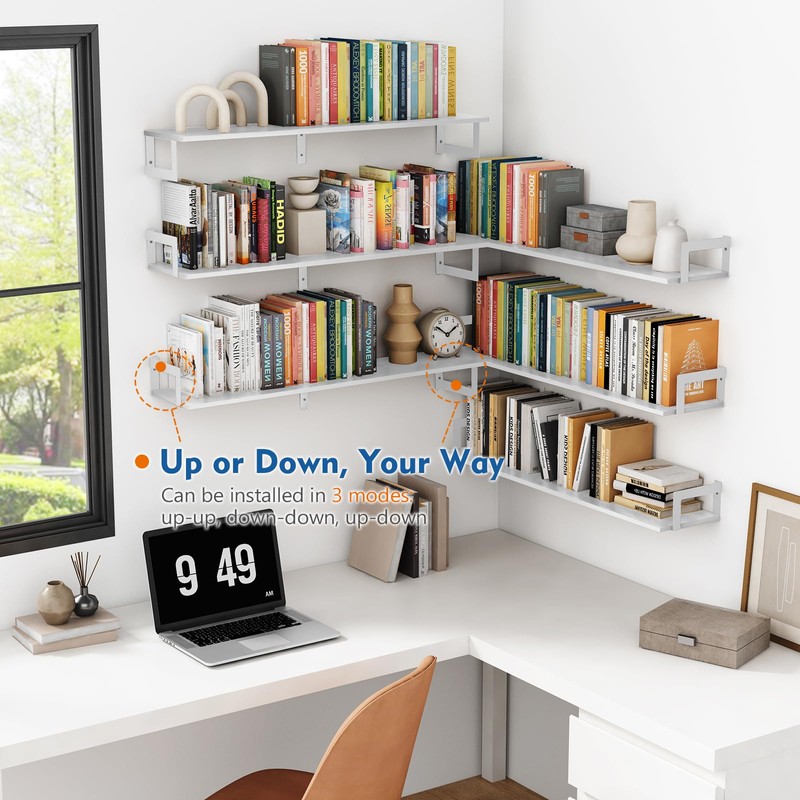 Harwaya White Floating Book Shelves for Wall, 36 Inch Wall
