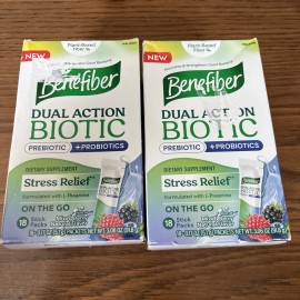 2 New Benefiber Dual Action Biotic Mixed Berry - 18 Stick Packs Each Exp. 12/25 