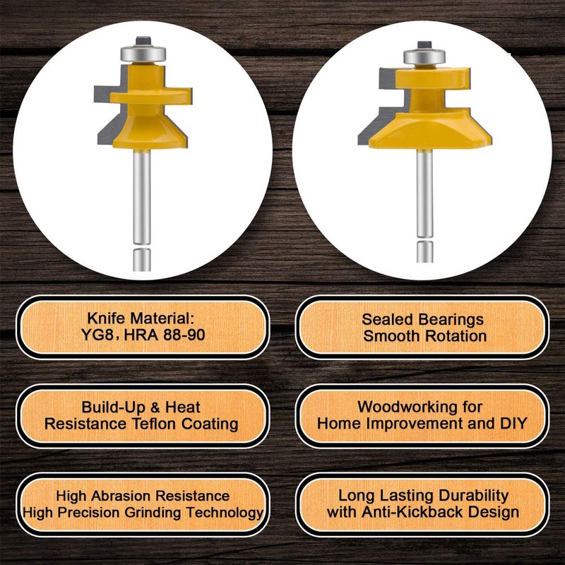 LEATBUY Tongue and Groove Flooring Router Bit Set 1/4-Inch Shank