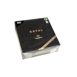 50 Servietten ROYAL Collection 1/4-Falz 40 x 40 schwarz "Ornaments"