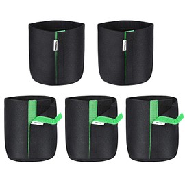 VIVOSUN 5-Pack 2 Gallon Grow Bags, Fabric Pots with Self-Adhesion Sides for Transplanting