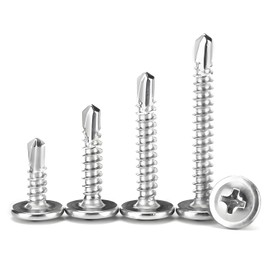 YIYIWANG Pack of 20 Stainless Steel Screws M4.2 x 38 mm Flat Head Self-Drilling (410 Steel) - Tek Screws for Metal, Wood & Plastic with Modified Neck Design