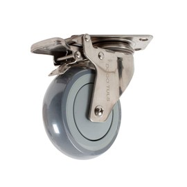DOGOTULS ZF5176 Rodaja de Acero Inoxidable con Rueda Giratoria de TPR y Freno 4"
