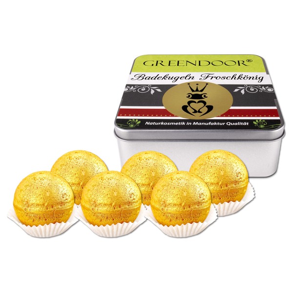 Bath Bombs 6 Natural Golden Frog King with Soothing Organic Cocoa Butter in a Metal Gift Box – With Pure Powder Natural Cosmetics All Natural Mineral Gold For Yourself or a loved one, Bath Bombs