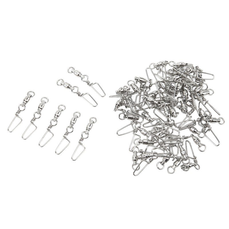 50Pcs High Strength Fishing Snap Swivels Stainless Steel B Type