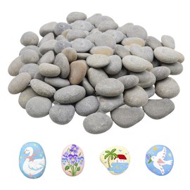 POPAPIE Pack of 50 Pebbles for Painting, Stones Painting, 1-3 cm Flat Stones, Gravel Decorative Stones, Natural Stones, Stones for Painting, Flat for Colourful Painting and Decoration