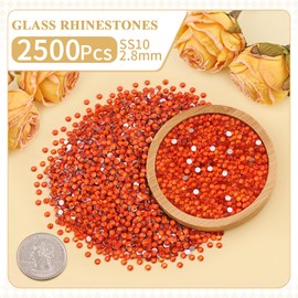 2500PCS SS10/2.8mm Crystal Rhinestones (Orange/Hyacinth), Bedazzling Flatback Glass Rhinestones for Crafting, Gems Diomand Charms for Tumbler Shoes Clothing Nail Art