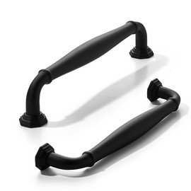 khtumeware 2 Pack 5 Inch(128mm) Matte Black Cabinet Pulls Vintage Cabinet Handles Heavy Duty Solid Cabinet Hardware for Cupboard Drawer Pulls Dresser Handle