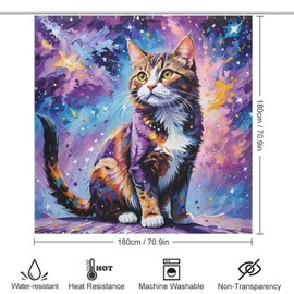 Yansipor Phantom Star - Cortina de ducha impermeable de 72 x 72 pulgadas, con 12 ganchos de metal antioxidantes, poliéster resistente al agua, lavable a máquina, secado rápido