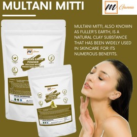 mGanna 100% Pure Natural 2 Lbs Bulk Pack Purified Multani Mitti Mud | Fullers Earth Clay Powder Cosmetic Grade | Natural Face Mask 2 Pounds / 908 GMS