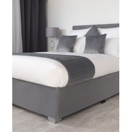 Belledorm 19" Extra Deep Base Wrap Valance Sheet - Transforms a drab looking bed base divan - Luxury Faux Suede (Charcoal, Double)