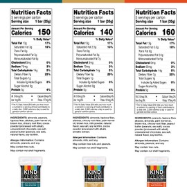 KIND ZERO Added Sugar Bars, Variety Pack, Dark Chocolate Nuts & Sea Salt, Caramel Almond & Sea Salt, Peanut Butter Dark Chocolate, Keto Friendly Snacks, Gluten Free, 5g Protein, 15 Count