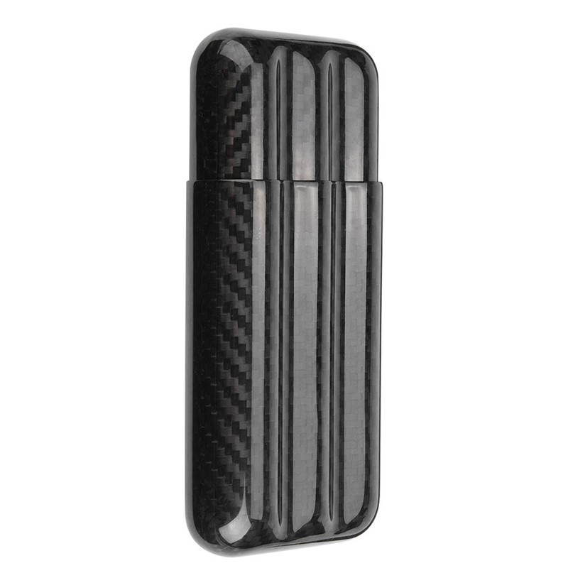 Carbon Fiber Cigar Case Humidors 3 Tubes Cigar Holder Storage