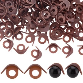 PH PandaHall 120pcs Safety Eyes Eyelid 23mm Brown Double Eyelid Buckles Crochet Eye Eyelids Plastic Craft Eyes Washers Horse Eye Shaped Eyelids for Puppet Amigurumi Teddy Bear Plush Animal Making