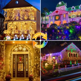 66FT 200 LED Color Changing Christmas String Lights with Remote & Timer & Memory Function, 11 Lighting Modes Waterproof Fairy String Lights for Xmas Holiday Party Garden (Warm White & Multicolor)