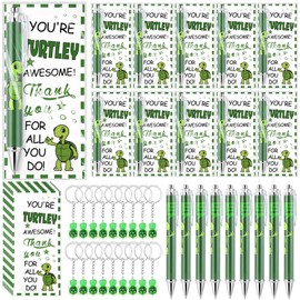 Sayglossy 20 Sets Employee Appreciation Gifts Positive Turtle Keychain with Thank You Cards Fancy Pens Emotional Support Turtle Bulk Inspirational Gifts Bulk for Turtle Lover Employees Coworkers