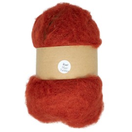 The Felt Box Carded Needle Felting Wool Maori DHG Natural Carded Batt with Coarse Short Fibres 100g - Rust