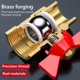 Brass Ball Valve, 3/4 Inch Shut-off Valve, External Thread, Brass with Wing Handle, Red Water Shut-off Valve for Water with Water Pipes, Pack of 2
