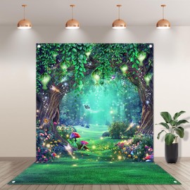 Luminora 5x7ft Fabric Spring Enchanted Forest Backdrop Fairy Tale Wonderland Magic Background Kids Children Party Decorations Photo Banner Props