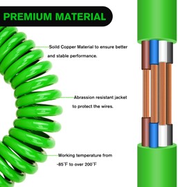 Nilight 7 Pin to 6 Pin Trailer Adapter 7 Wire to 6 Wire Trailer Plug Coiled Cord Weatherproof 7 Way Blade to 6 Way Round Towing Wiring Kit 8 FT with Female Receptor Mounting Bracket