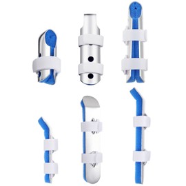 6 Pcs Finger Splint Metal Support Finger Brace Arthritis Knuckle Immobilization with Soft Foam Inner Band and Protective Vent for Adults and Children, 2 Styles, Different Sizes(Blue)