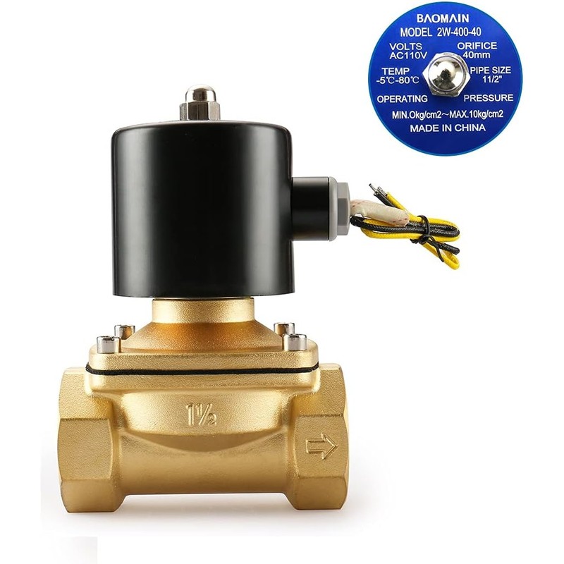 Baomain Electric Solenoid Valve Port 1-1/2" 110 VAC Thread Direct