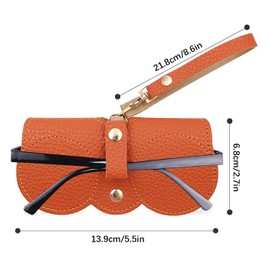 SSKHE 4 Colors Sunglasses Case,Soft Leather Sunglasses Bag,Portable Slim Glasses Case,Sunglasses Pouch Eyeglass Bags,Lanyard Sunglasses Storage Holder for Women Men (4, Orange+Black+Brown+Gray)