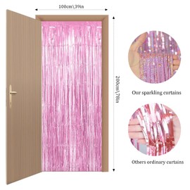 Eastrise Gold Metallic Tinsel Curtains,Aluminum Foil Flow Curtain Background Streamer,Birthday Party Wedding Holiday Backdrop Decoration(2PCS/Gold/3.2ftx6.4ft)