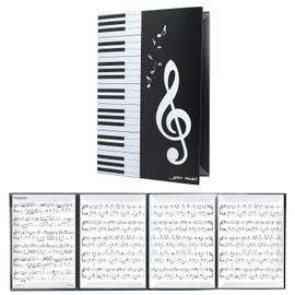 4-Sided Folding Music Folder for Piano, Guitar, Violin, Music Note Holder and Presentation Folder, Black, for Musicians and Students