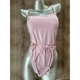 Victoria's Secret NWT Victorias Secret Chain Strap High Leg One Piece Swimsuit XL Lusty Lilac
