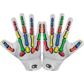 Generic Glorious Traders Youth Football Gloves American Wide Receiver Injected Bones Football Gloves for Adult Men Women & Boys with Super Sticky Silicone Grip PalmS (Adult Small)