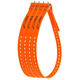 Fixplus Strap Pack of 4 – Lashing Strap for Securing, Fastening, Bundling and Lashing, Made of Special Plastic with Aluminium Buckle 86 cm x 2.4 cm (Orange)
