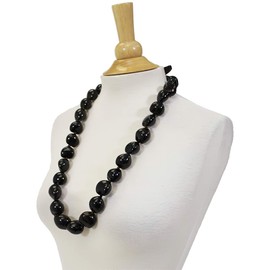 Aloha Outlet Hawaiian Black Kukui Nuts Lei Necklace 31.5in