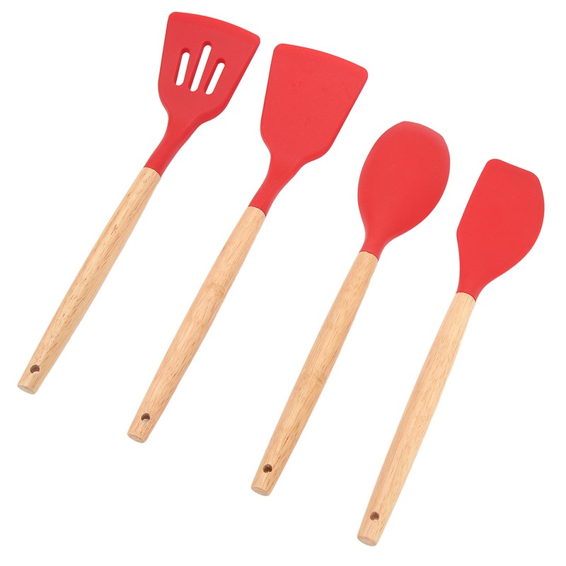 12 PCS Kitchen Cooking Utensils Set Ergonomic Wooden Handle Silicone